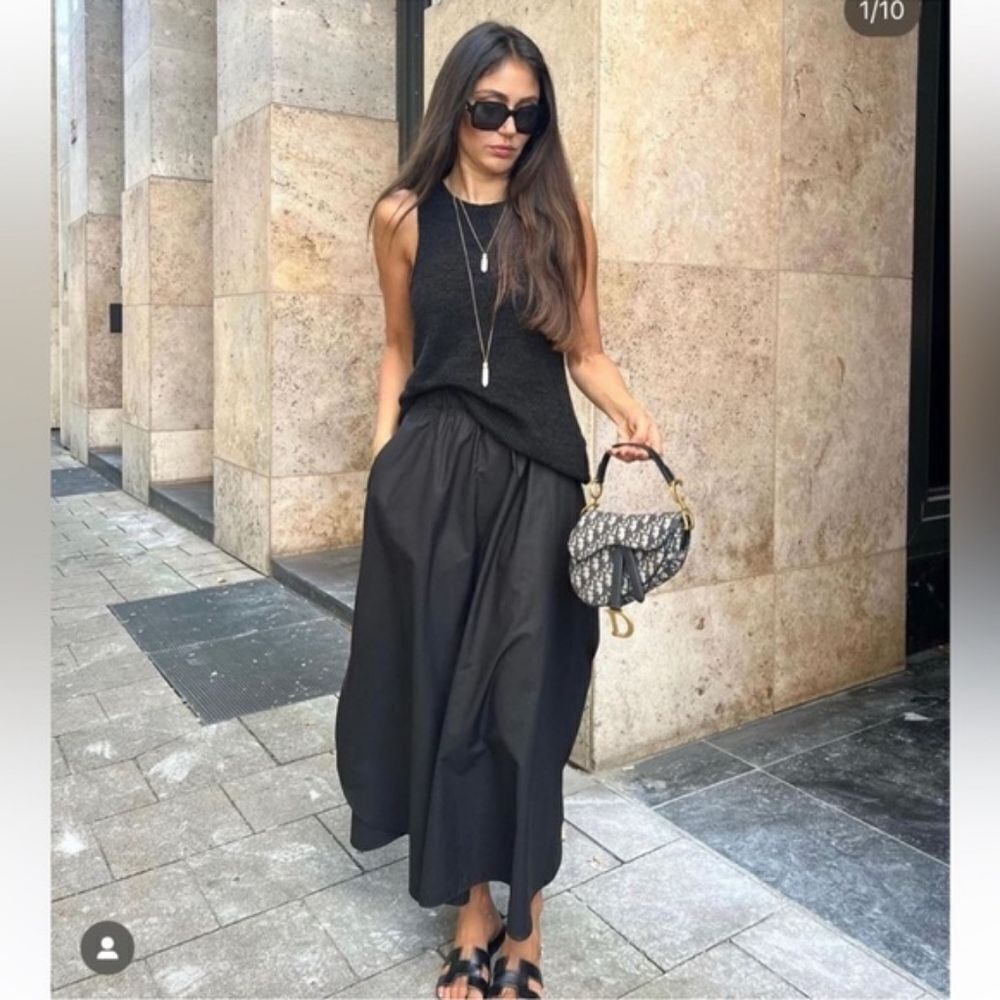 NWT ZARA BLACK VOLUMINOUS SKIRT - Picture 2 of 14